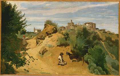 根扎诺（1843） by Jean-Baptiste-Camille Corot