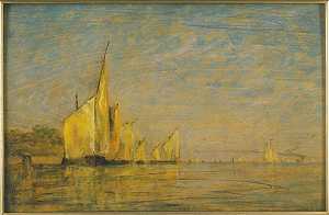 一群船，威尼斯（1882） by William Gedney Bunce
