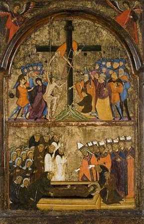 基督登上十字架和圣克莱尔的葬礼（约1290年） by Unknown Artist