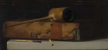 带烟斗和书的静物画（19世纪末或20世纪初） by John Frederick Peto