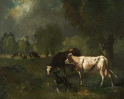 牧场上的牛（19世纪） by Constant Troyon