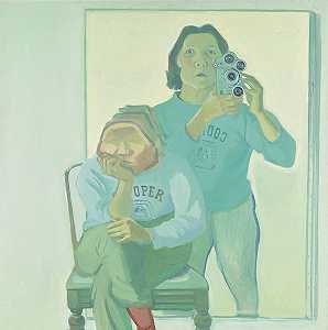 带相机的双自画像（1974年） by Maria Lassnig