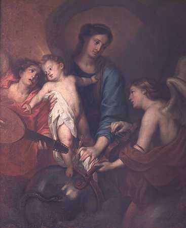 麦当娜和孩子与天使音乐家（第十七节） by Anthony van Dyck