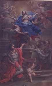 圣母与圣塞巴斯蒂安（约1740年） by Sebastiano Conca