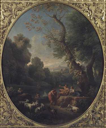 拉齐奥的牧羊人和羊群景观（1726年） by Jan Frans van Bloemen, called Orizzonte
