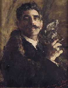雕塑家G.尼科利尼肖像（1920） by Antonio Mancini (1852-1930)