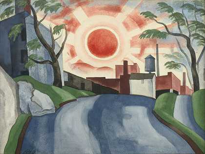 日落（1925） by Oscar Bluemner