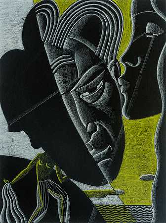无标题[男性和女性面孔，研究]（n.d.） by Winold Reiss