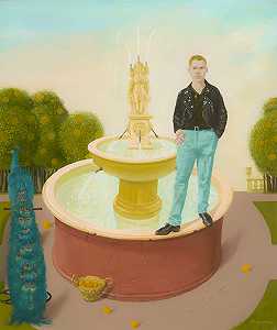 《站在喷泉上的年轻人》（1988） by Honoré Sharrer
