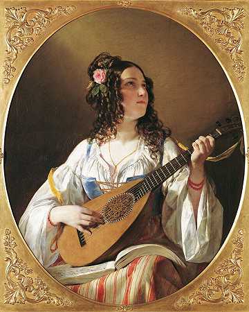 琵琶手（1838） by Friedrich von Amerling