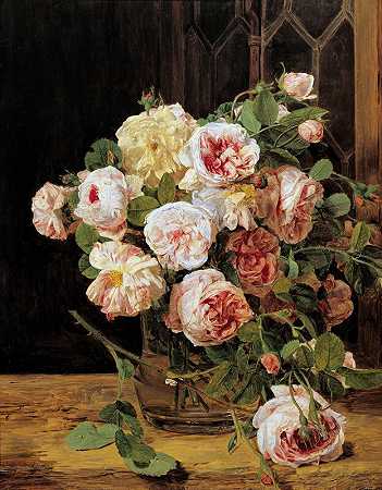 窗边的一束玫瑰（1832） by Ferdinand Georg Waldmüller