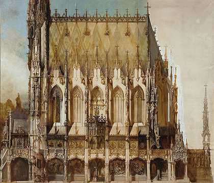 圣迈克尔哥特式陵墓教堂，侧景观（1883年） by Hans Makart