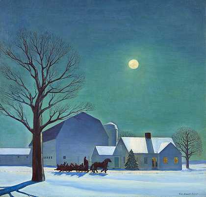 月光雪橇之旅（约1943年） by Rockwell Kent