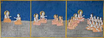 《教义的传递》，第3页，摘自《纳特·查里特的手稿》（纳特家族的故事）（1823年） by India, Rajasthan state, former kingdom of Marwar, Jodhpur