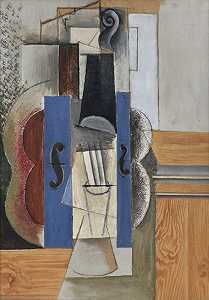 挂在墙上的小提琴（小提琴）（1913） by Pablo Picasso
