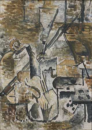 小提琴和弓箭手（1911） by Georges Braque