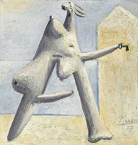 构图（海滩上的女性形象）（1927年） by Pablo Picasso