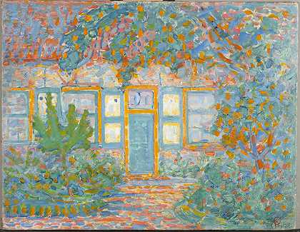 阳光下的小房子（1909年至1910年初） by Piet Mondrian