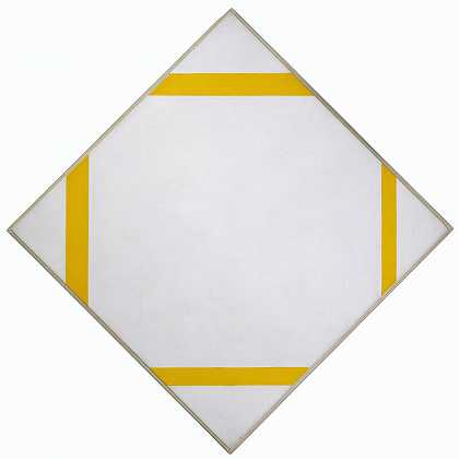 四条黄线的菱形构图（1933年） by Piet Mondrian