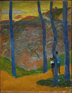 蓝色的树。轮到你了，我的美人！(1888) by Paul Gauguin