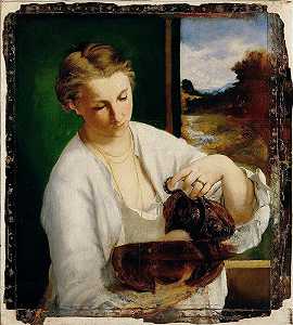 拿着水壶的女人（苏珊娜·伦霍夫，后来的马奈）（1858） by Édouard Manet