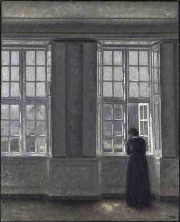 《高窗》（1913） by Vilhelm Hammershøi