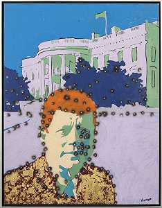 Whitehouse Kennedy-平面波普艺术、文化美国、镀金丙烯酸帆布（2020） by Viktor Mitic