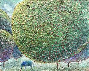 月光下的苹果树下（约2021年） by Kenpei Yunde