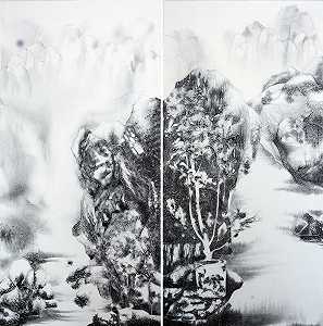 Heart Landscape (61&62) 心．山水 61&62 (合一16&17) (2021) by LIAO Fang-Yi 廖芳乙