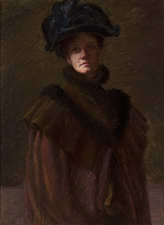 自画像`Self Portrait (1897) by Lilla Cabot Perry