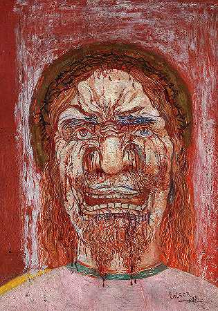 《悲伤的人》，1891年`Man of Sorrows, 1891 by James Ensor
