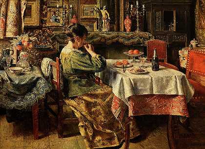 这顿饭，1885年`The Meal, 1885 by Henri de Braekeleer