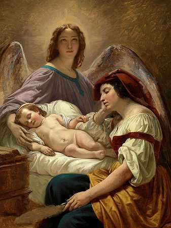 《守护天使》，1836年`The Guardian Angel, 1836 by Henri Decaisne