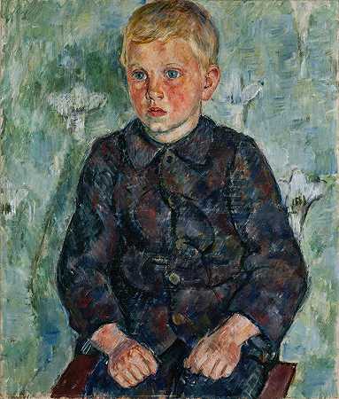 男孩的肖像`Portrait of a Boy (early 1900s) by Birger Simonsson