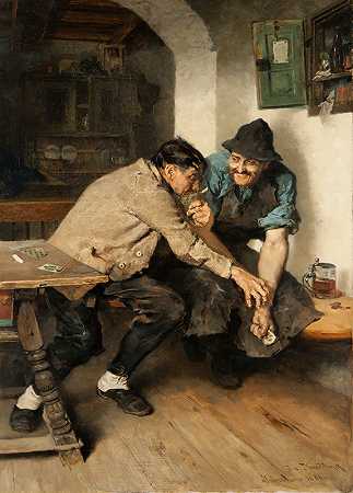 纸牌玩家`The Card Players (1881) by Joseph Knilling