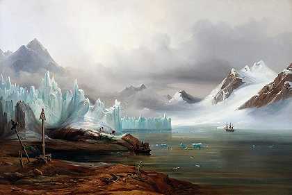 斯匹次卑尔根景观`View of Spitzbergen by Auguste Francois Mayer