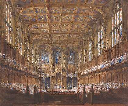 1847年，重建后的上议院议会正式开幕`The State Opening of Parliament in the Rebuilt House of Lords 1847 by Joseph Nash