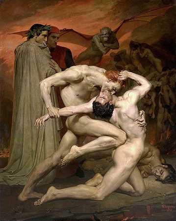 但丁与地狱守夜`Dante and Vigil in Hell by William Bouguereau