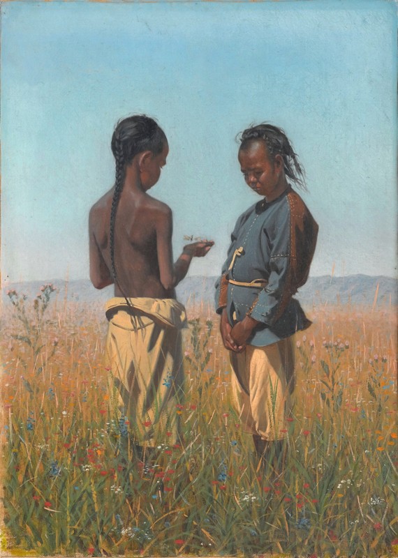 梭伦部落的孩子们`Children of the Solon tribe (between 1869 and 1870) by Vasily Vereshchagin