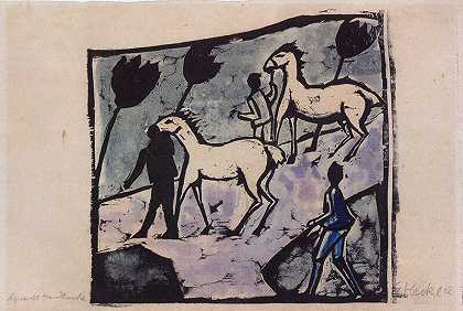 《白马》（1912） by Erich Heckel