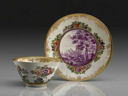 茶碟和茶碗 by Meissen Porcelain Factory