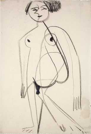 Stehender Akt（裸体站立）（1930） by Ernst Ludwig Kirchner