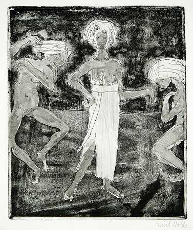 《年轻王子与舞者》（1918） by Emil Nolde