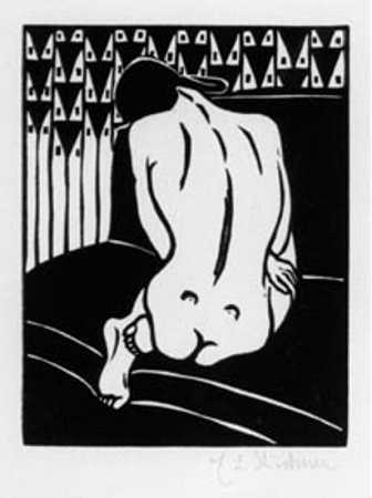 从后面看蹲着的裸体（1905年——） by Ernst Ludwig Kirchner