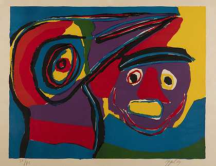 【带脸的抽象构图】（1969） by Karel Appel