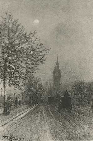 威斯敏斯特河堤（1892） by Félix Hilaire Buhot