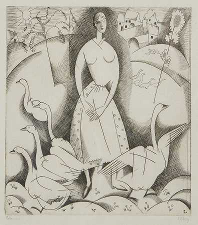 La Girles aux Oies（1916） by Jean-Emile Laboureur
