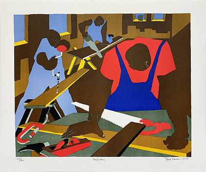 CARPENTERS（1977） by Jacob Lawrence