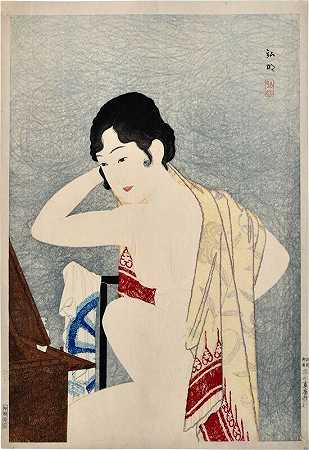 镜前化妆（moga）（约1927-1930年） by Hiroaki Takahashi (Shotei)