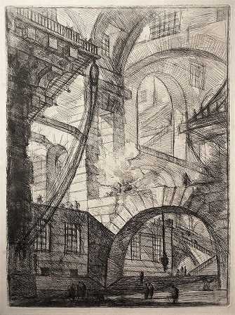 带有冒烟火焰的拱门透景观（1749年） by Giovanni Battista Piranesi